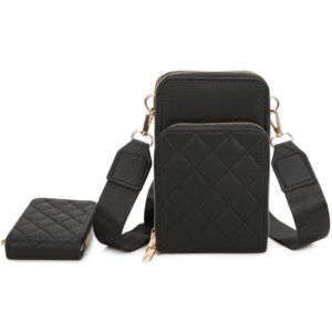 XNR-Q484 BK Quilted Phone Crossbody Set(2 N 1)