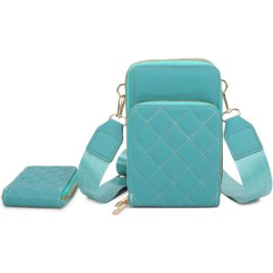 XNR-Q484 BL/GN Quilted Phone Crossbody Set(2 N 1)