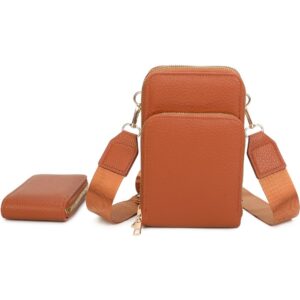 PU-Q484 BR Litchi Grain Phone Crossbody Set(2 N 1)