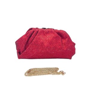 E268-T RD Crystal Embellished Pouch Clutch Bag