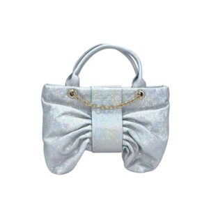 LAE275 W-COLOR Metallic Bow-shaped Top Handle Small Handbag/Clutch