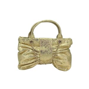 LAE275 GD Metallic Bow-shaped Top Handle Small Handbag/Clutch