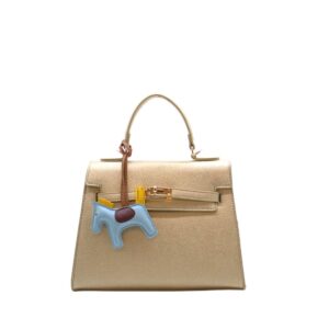 MW-5415 GD Textured Leather Lock Flap Fashion HandBag