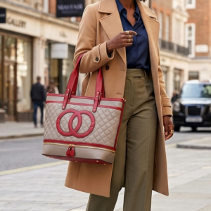 CH1289 GY Quilted Tote Bag