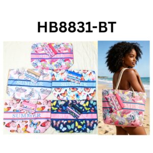 HB8831-BT ASST Butterfly Pattern Beach Bag(3PCS)