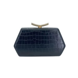 LAHSY-2053 BK Structured Hard-Case Shape with Unique Polygonal Design Evening Clutch