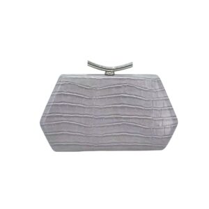 LAHSY-2053 GY Structured Hard-Case Shape with Unique Polygonal Design Evening Clutch