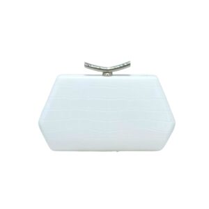 LAHSY-2053 WT Structured Hard-Case Shape with Unique Polygonal Design Evening Clutch