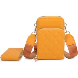 XNR-Q484 YL Quilted Phone Crossbody Set(2 N 1)