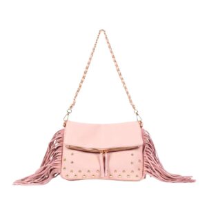 221 PK Round Stud Fringe Fashion HandBag