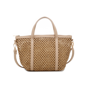 N2640 TN Hollow Crochet Woven Basket Tote Bag