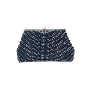 LAY086 BK Pearl-Studded Clutch Bag