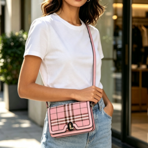 196-A PK Plaid Pattern Crossbody Bag