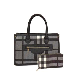 2127 BK British Plaid Fashion Tote Bag(2 N 1)