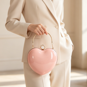 E8234 PK Heart Shape Pattern Leather Evening Clutch