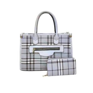 2127 GY British Plaid Fashion Tote Bag(2 N 1)