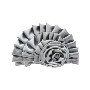03688 GY Pleated Floral Satin Clutch Purse
