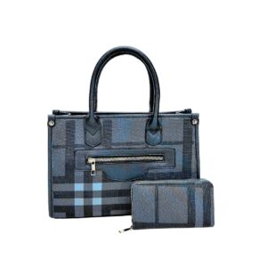 2127 NV British Plaid Fashion Tote Bag(2 N 1)