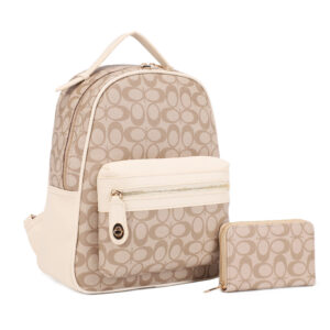 ZM-31488A TP/BG Signature Monogram 2-Piece Backpack Set(2 N 1)
