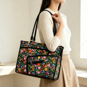 5160 BK Floral Pattern Handbag