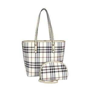 2138 BG Two-in-one Check Pattern Shoulder Handbag Set