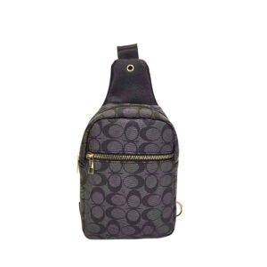 634 BK Vintage Pattern Chest Sling Crossbody Bag