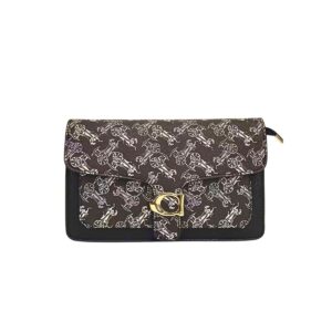606A BK Retro Horse & Carriage Flap Fashion HandBag