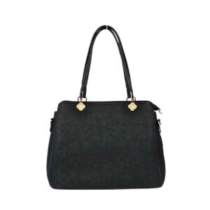 5273 BK Floral Embossed Large Tote Shoulder Bag