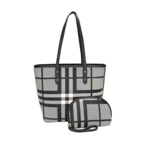 2138 BK Two-in-one Check Pattern Shoulder Handbag Set