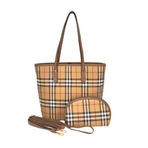 2138 BR Two-in-one Check Pattern Shoulder Handbag Set