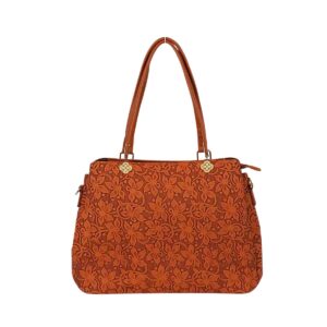 5273 BR Floral Embossed Large Tote Shoulder Bag