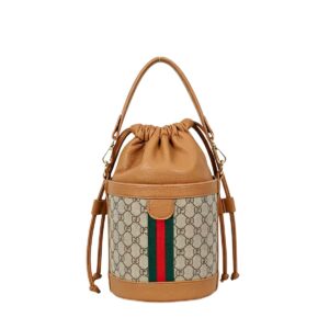 223A CA Vintage Stripe Drawstring Bucket Bag