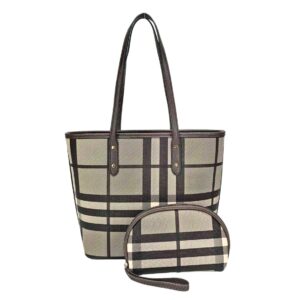 2138 CF Two-in-one Check Pattern Shoulder Handbag Set