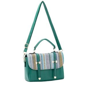 633 GN Faux Straw Print Flap Fashion HandBag