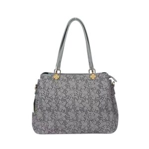 5273 GY Floral Embossed Large Tote Shoulder Bag