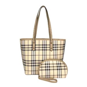 2138 KH Two-in-one Check Pattern Shoulder Handbag Set