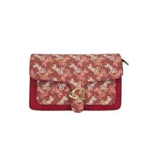 606A RD Retro Horse & Carriage Flap Fashion HandBag