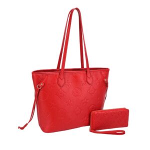 US-31340A RD Embossed‑Pattern Tote Bag 3N1