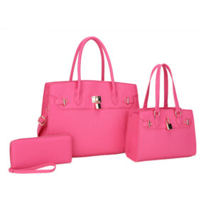 UW-30067 FU 3N1 PLAIN KEY LOCK DESIGN TOTE BAG WITH BAG