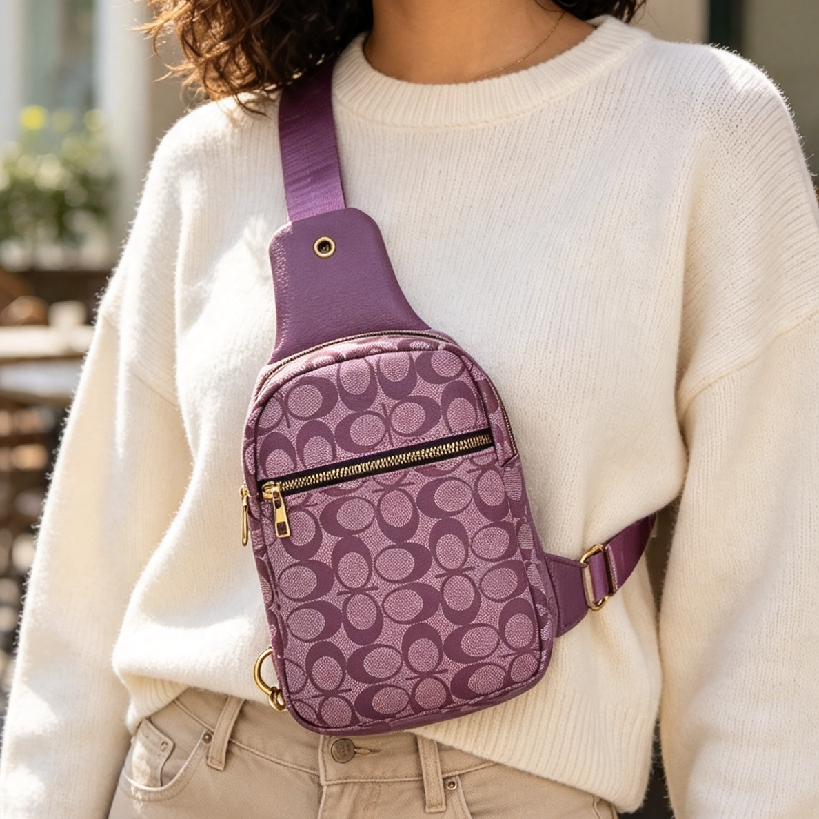 634 PP Vintage Pattern Chest Sling Crossbody Bag
