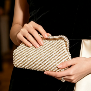 D623 GD Pearl Beaded Evening Clutch