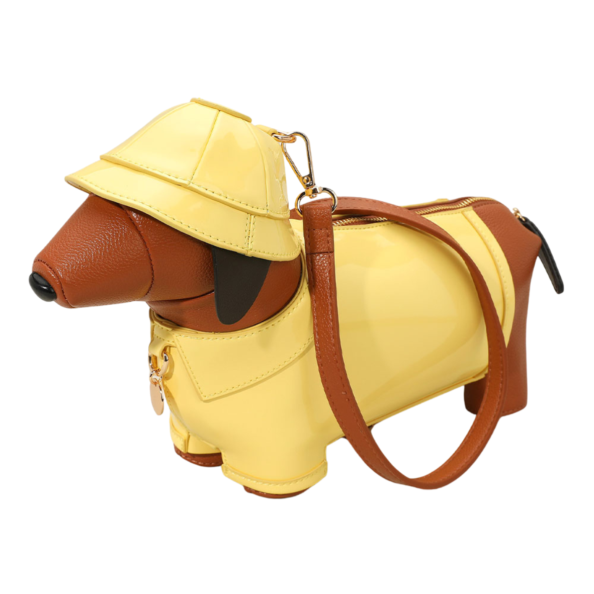 LA2573 YL Faux Leather Raincoat Puppy Crossbody Bag - Image 4