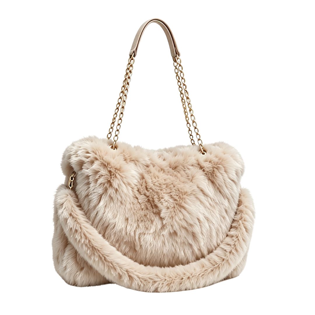 B1190 BG Fluffy Chain Tote Bag