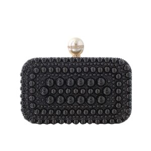 32074 BK Pearl Beaded Evening Clutch