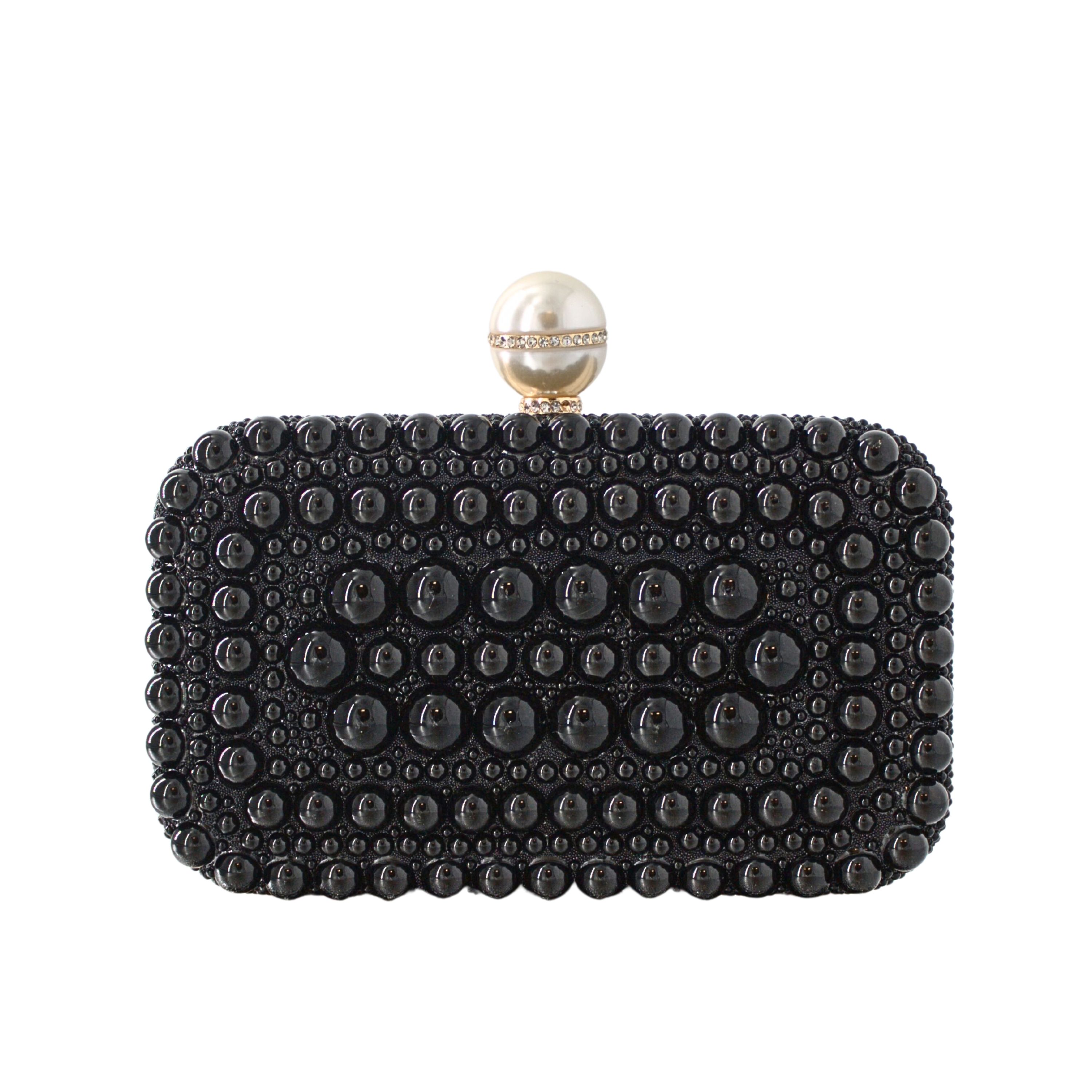 32074 BK Pearl Beaded Evening Clutch