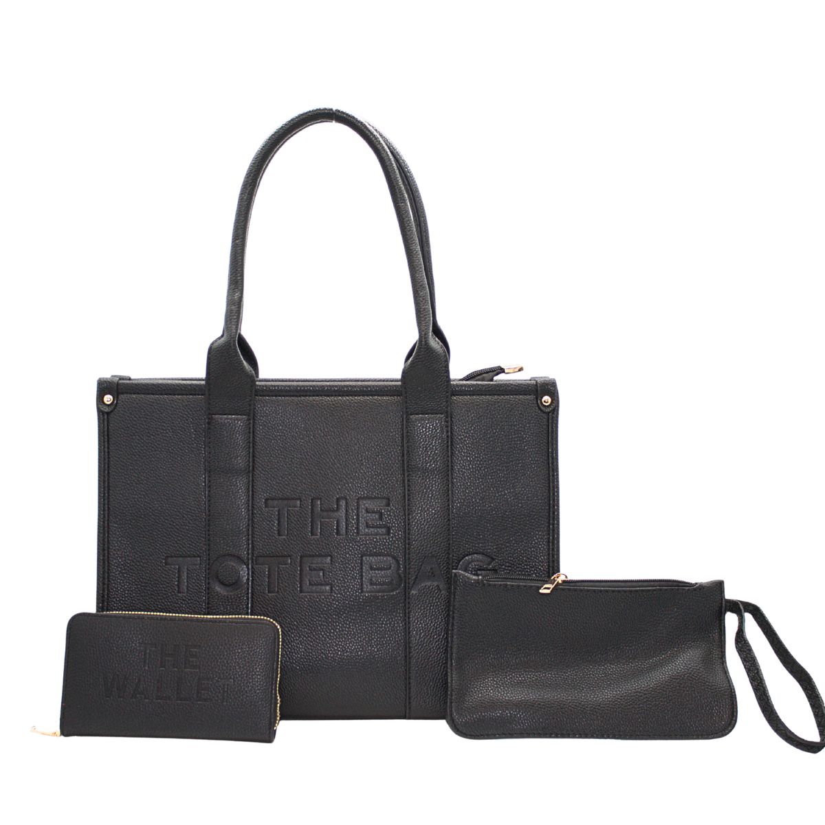 5101 BK Embossed Letter Tote Bag 3N1