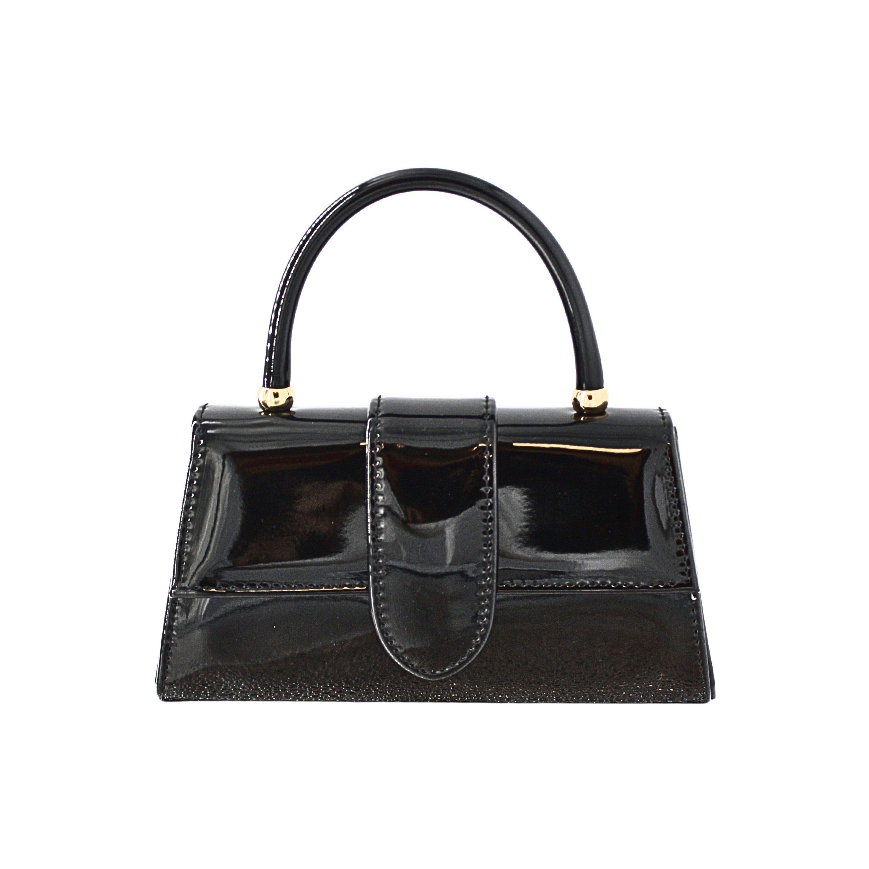 26015 BK Patent Mini Handbag