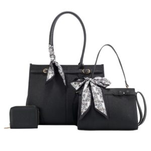 L2010  BK  Silk Scarf Tote Bag 3N1 Set