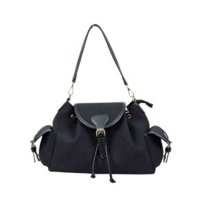 5158 BK Canvas Flap Shoulder Bag