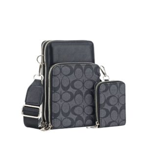 636 BK Printed Phone Crossbody Bag(2 N 1)